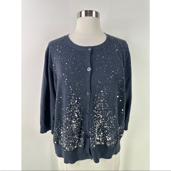Eileen Fisher Sequin Button Down Cardigan - Picture 1 of 10